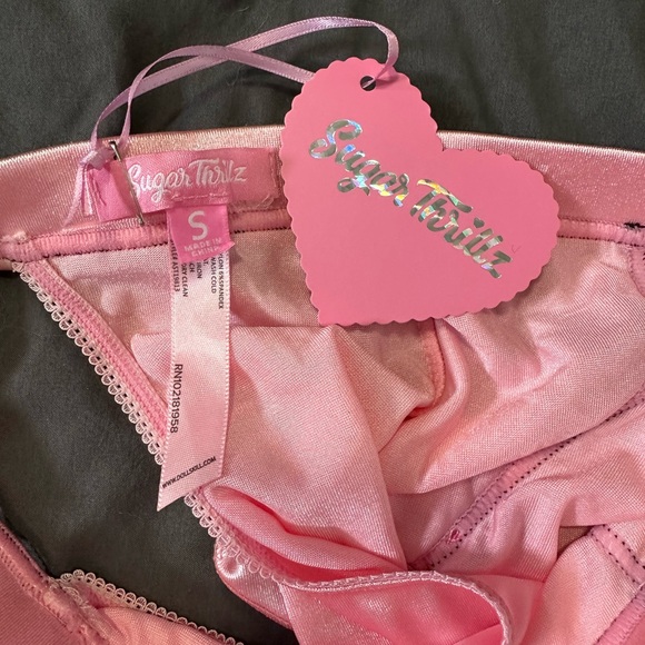 Sugar Thrillz Retro Pink Satin Lingerie Set Small NWT Discontinued Dolls Kill - Picture 2 of 9